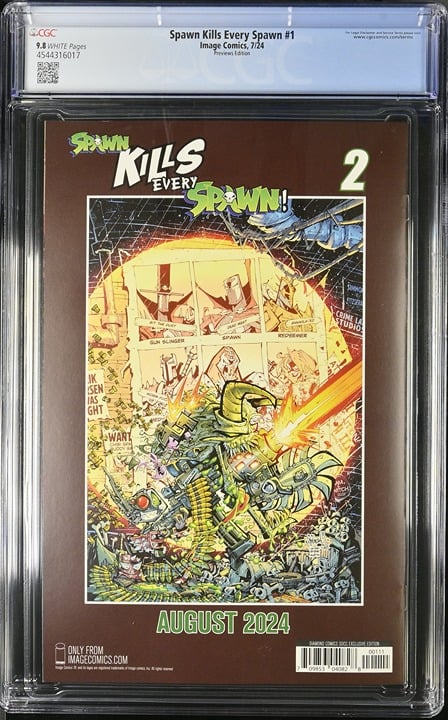Spawn Kills Every Spawn 1 7/24 Image Comics Previews Edition CGC 9.8