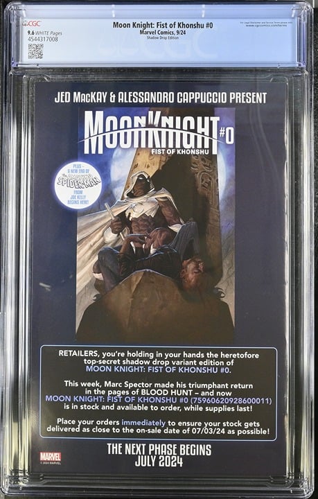 Moon Knight: Fist of Khonshu 0 9/24 Marvel Comics Shadow Drop Edition CGC 9.6